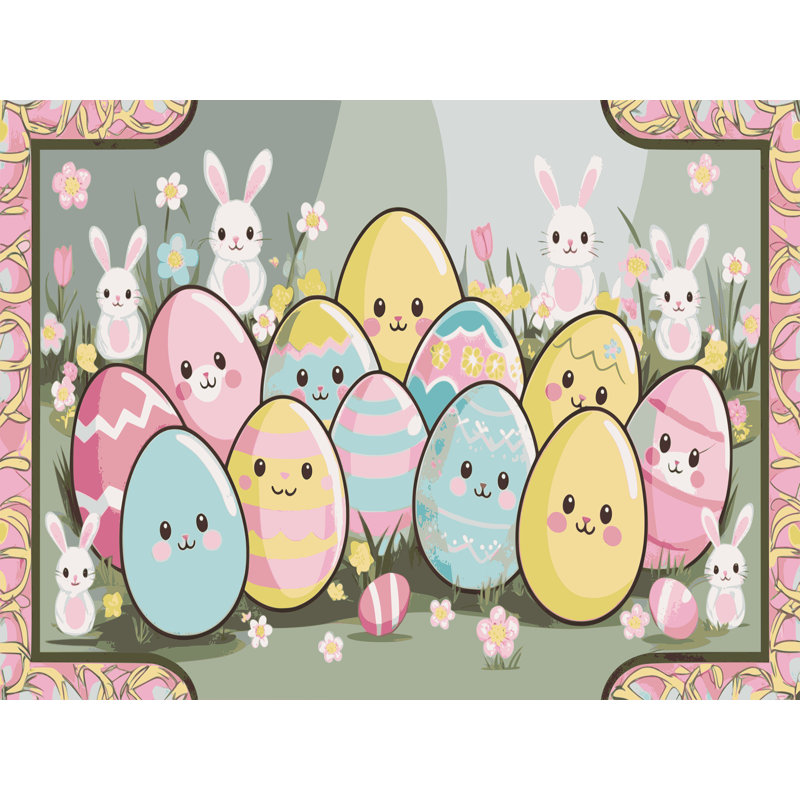 The Holiday Aisle® Easter Spring Holiday Rug, Rectangle 4' x 6'