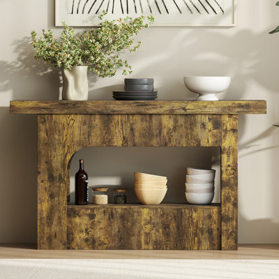 Wooden 55" Console Table, Farmhouse Entryway Table Narrow Sofa Table For Living Room,Foyer
