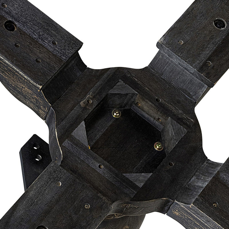 Une table de cuisine avec un plateau de table rond et un piédestal élégant au fini noir sablé., Noir sablé, Base rétro