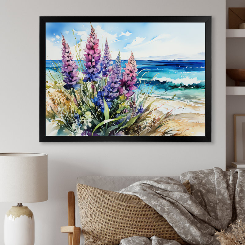 Bonnets bleus sur la plage II, H 24 po x l 32 po x P 1 po, Noir