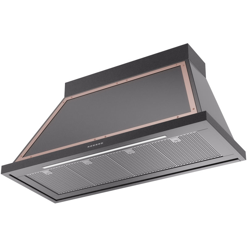 ILVE Nostalgie II Series Noblesse 48 inch Wall Mount Range Hood with 600 CFM, Glossy Black/Copper