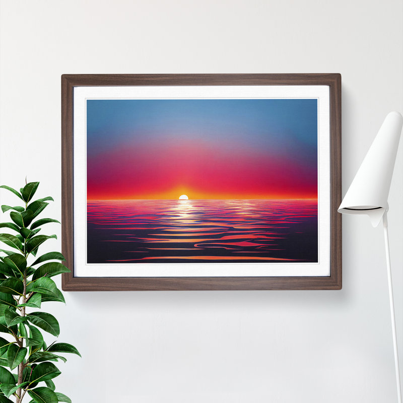 Exciting Sunset Seascape Framed Print, 34cm H x 46cm W x 2cm D, Walnut