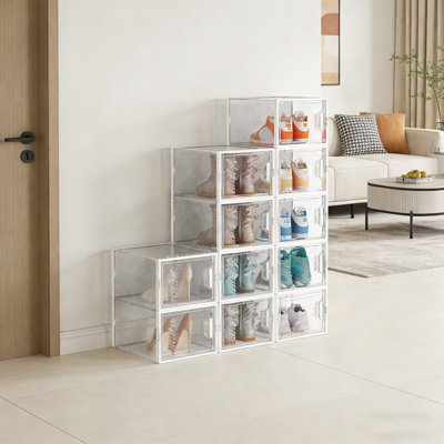 Meuble à chaussures 12 pièces empilable transparent