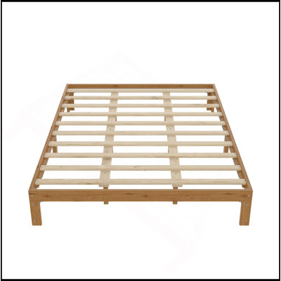 Wood Platform Bed Frame-12 Inch Solid Wood Queen Bed Frame With Slat Support, No Box Spring Needed, Easy Assembly-Rustic Pine