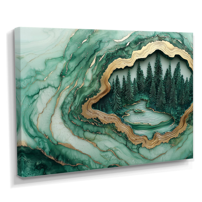 Paysage d'hiver avec forêt émeraude II - forêt, art mural, H 16 po x l 32 po, Wrapped Canvas, Ne s’applique pas