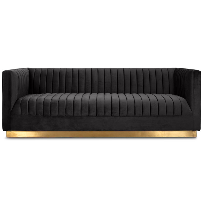 Dunigan 83'' Velvet Sofa, Black