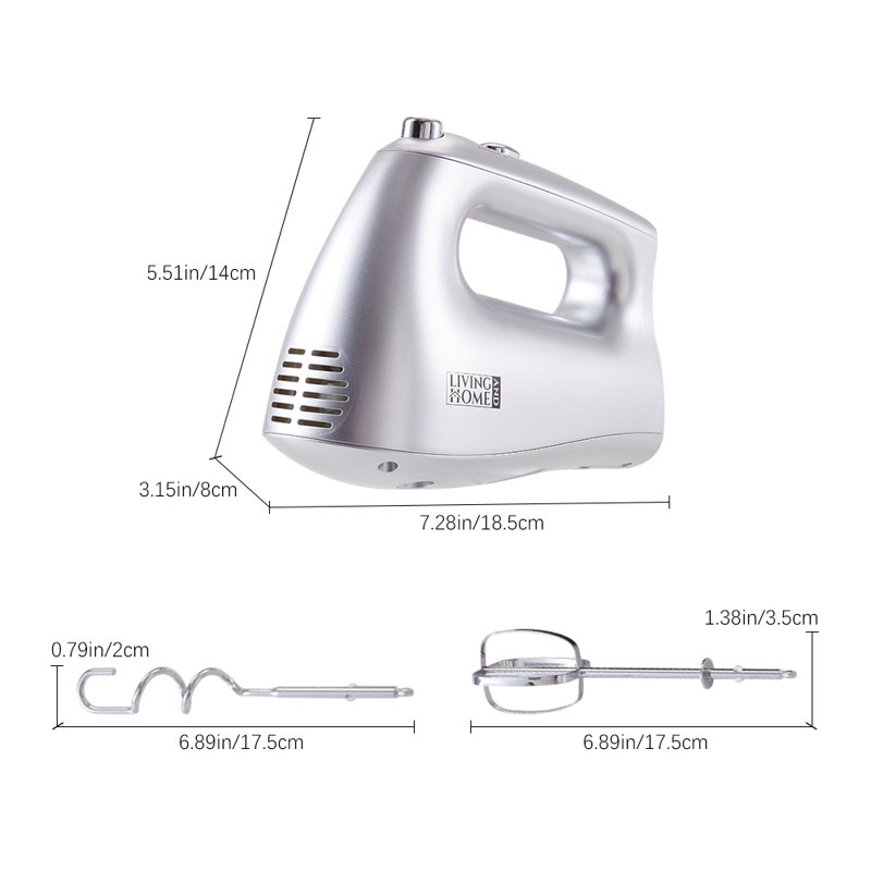 Living And Home 5 Speed Stand Mixer Spiralizer Whisk, Silver