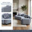 Canapé modulaire courbé gris 122 po avec 2 coussins à motif damassé, canapé demi-lune moderne et canapé 4 places contemporain pour salon, bureau et appartement