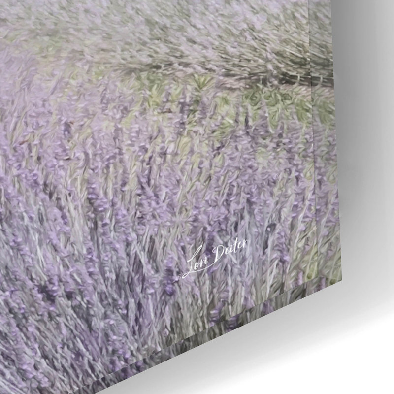 Art mural en verre épique «Lavender Wagon» par Lori Deiter, 16 po x 12 po