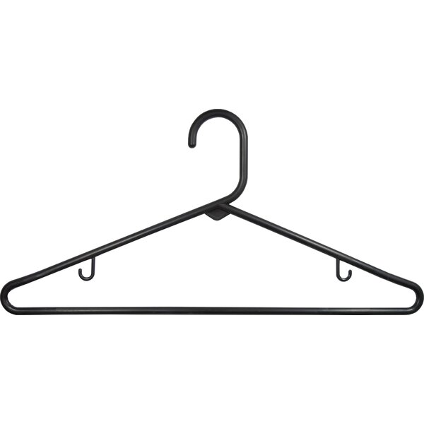 Hanger Central Black Heavy Duty Recycled Plastic Non Slip Sweater Garment Hangers with Polished Metal Swivel Hooks, 19 inch, 100 Pack, Size: 19 inch