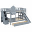 Lit superposé Fantasy Castle avec glissoire, tiroirs et tablettes de rangement-224891565