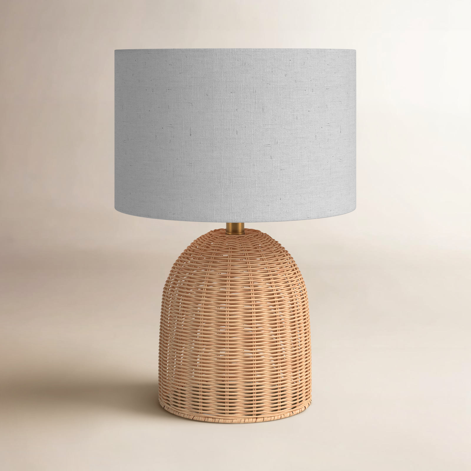 Wicker/Rattan Table Lamp, 18.25" H x 12.5" W x 12.5" D