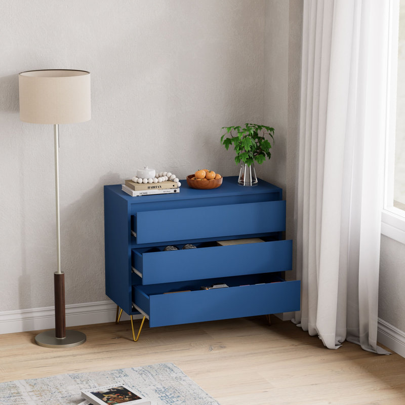 Almaas 81.5cm W 3 - Drawer Chest of Drawers, Navy