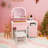 2-in-1 Glass Top Kids Dresser Vanity Set with Mirror and LED Lights