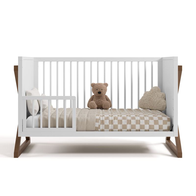 Lit de bébé convertible 3-en-1 Equinox, Blanc / noisette