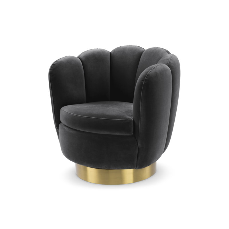 Mirage Swivel Barrel Chair, Black Polyester
