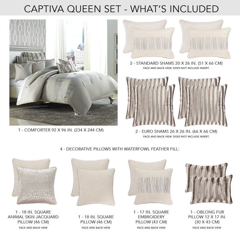 Captiva Comforter Set - Neutral, Queen + 8 Additional Pieces