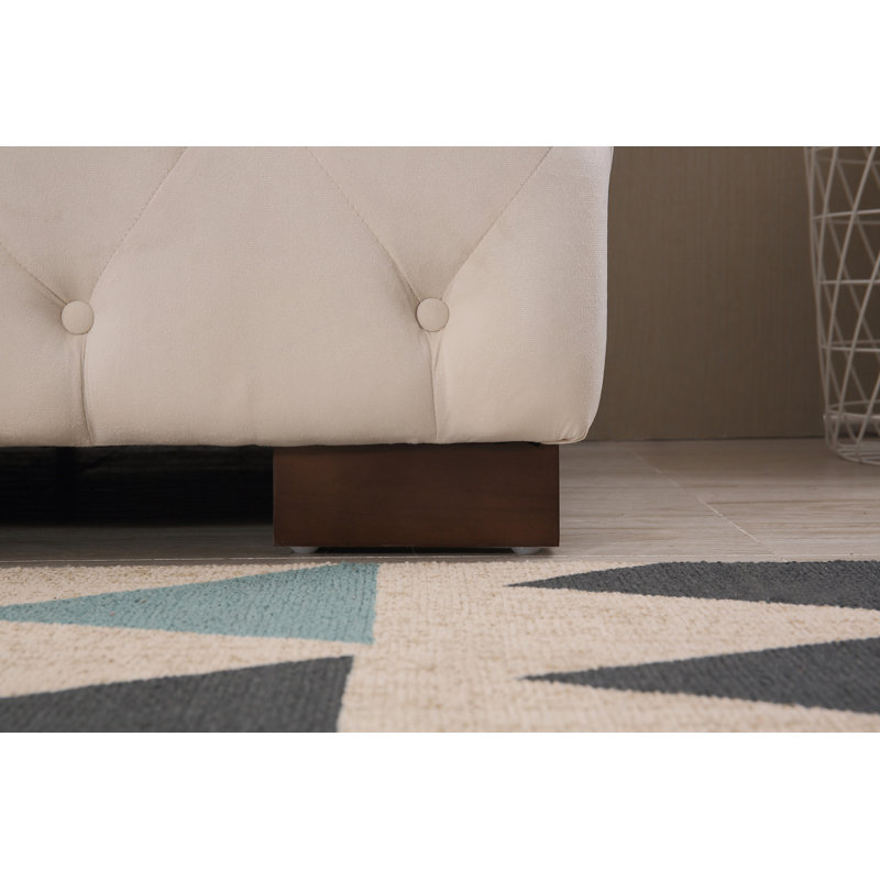 Velvet L-Shaped Sectional, Beige/Tan Velvet, Right Hand Facing
