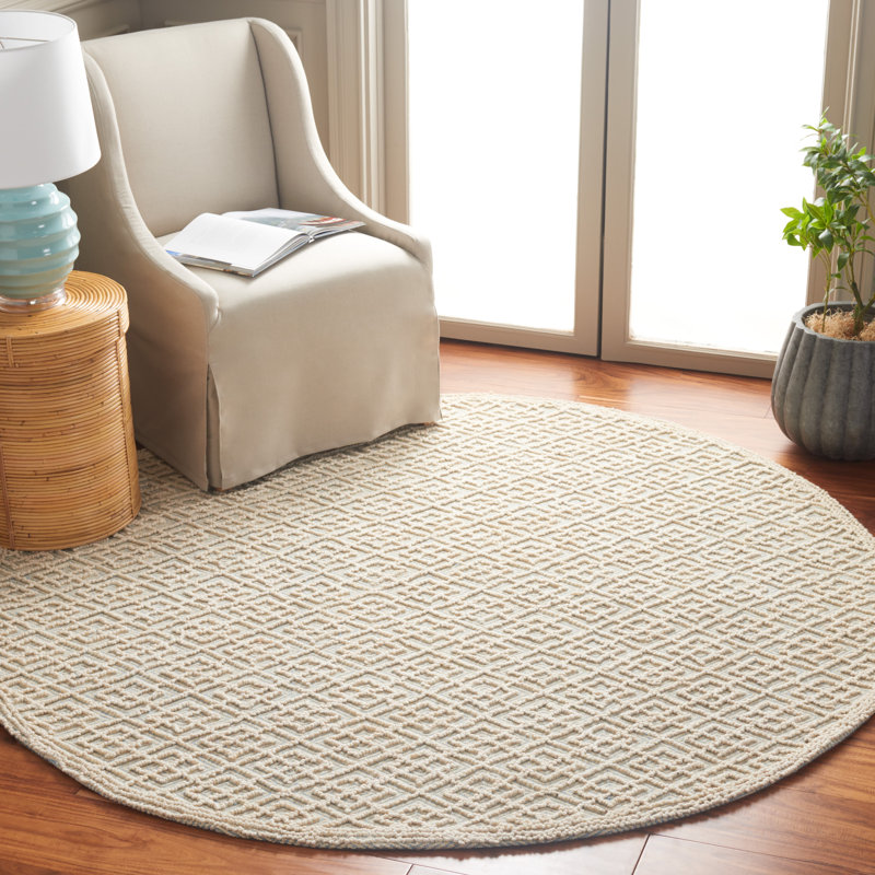 Msr Trace Martha Stewart Hand Tufted Performance Geometric Rug, Round 6'
