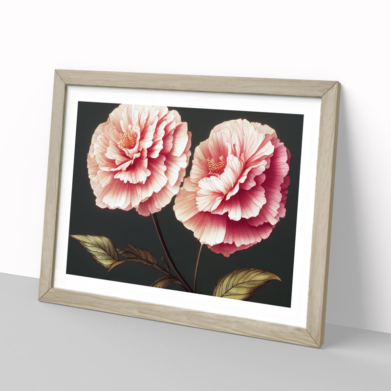 Pure Carnation Flowers - Single Picture Frame Painting, 34cm H x 46cm W x 2cm D, Oak