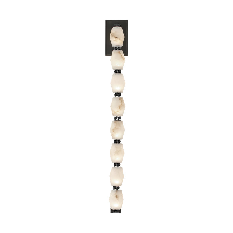 Sean Lavin Collier 28 Sconce in Polished Nickel with Alabaster shade, 2700K, Bronze