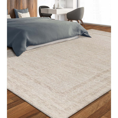 Hand-Knotted High-Quality Cream and Cream Area Rug