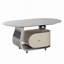 Table de bout en pierre frittée avec tiroir, base en acier inoxydable et roulettes verrouillables, table basse ovale mobile moderne pour le salon, assemblage facile