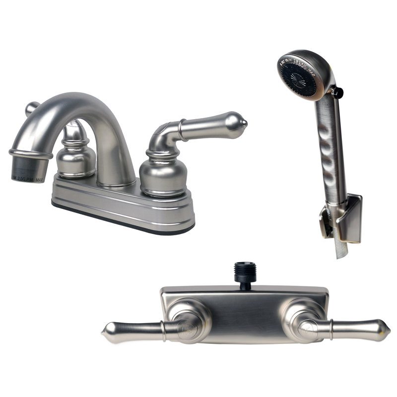 Robinet de salle de bain à centre, Nickel brossé