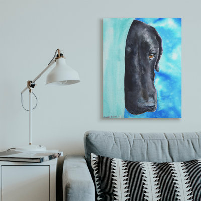 «Bashful Labrador Dog» par George Dyachenko - reproduction d'art sur toile