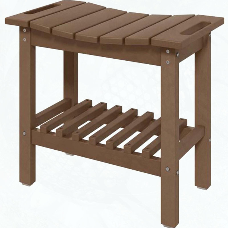 Banc de rangement imperméable en PEHD avec poignée, Brun