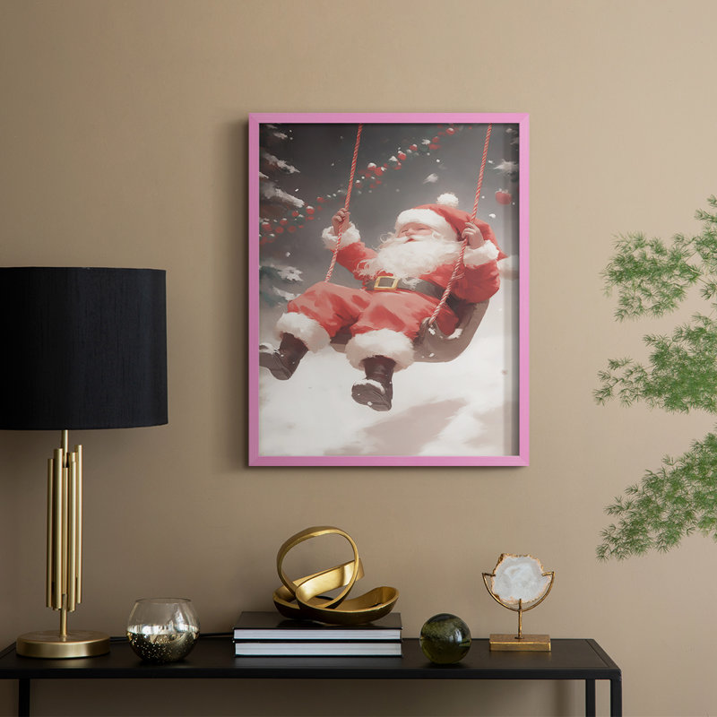 «Christmas Holiday Art», série 2-LXV, reproduction encadrée - bois massif, Rose, 15" H x 12" W