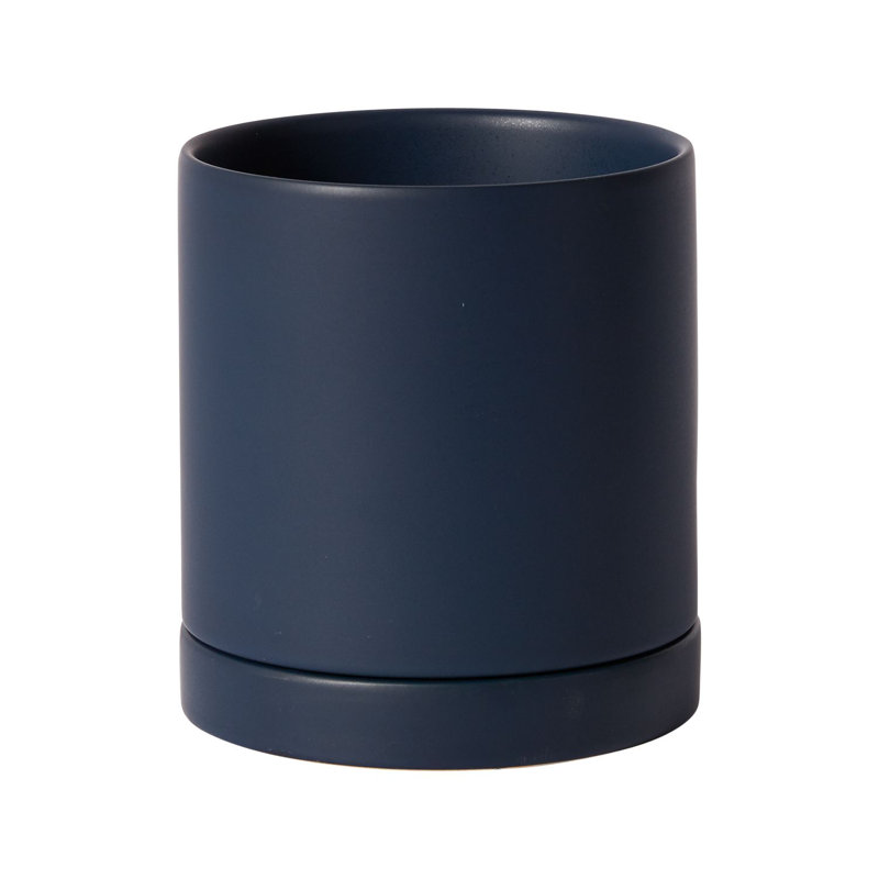 Pot de fleurs en céramique Carlotta, H 5,75 po x l 5 po x P 5 po, Bleu foncé
