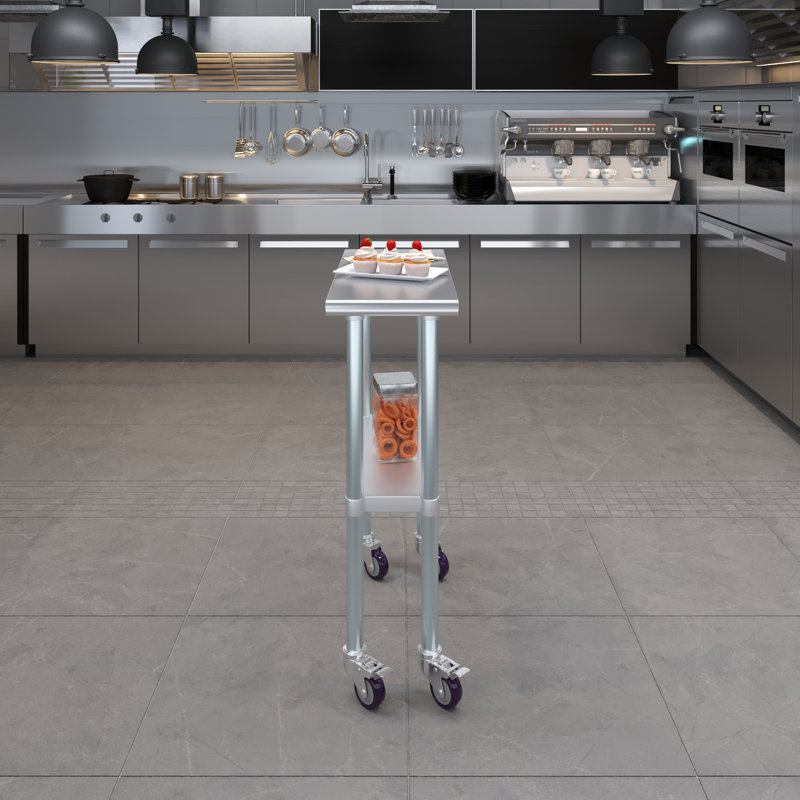 30 po X 12 po Table en acier inoxydable avec roulettes