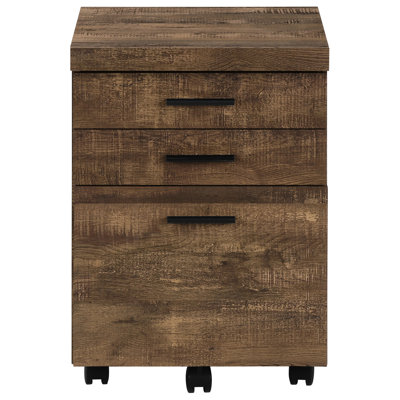 Rolling File Cabinet For Office Use, Brown Laminate, With Storage Compartments Ability, Spaces