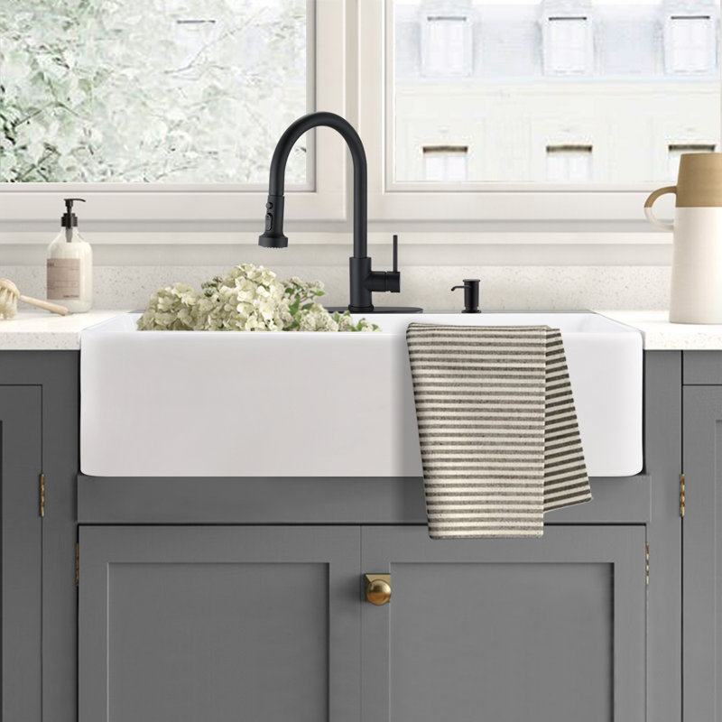 BENSON HOME Atilia 20'' W Single Bowl Ceramic Farmhouse Kitchen Sink