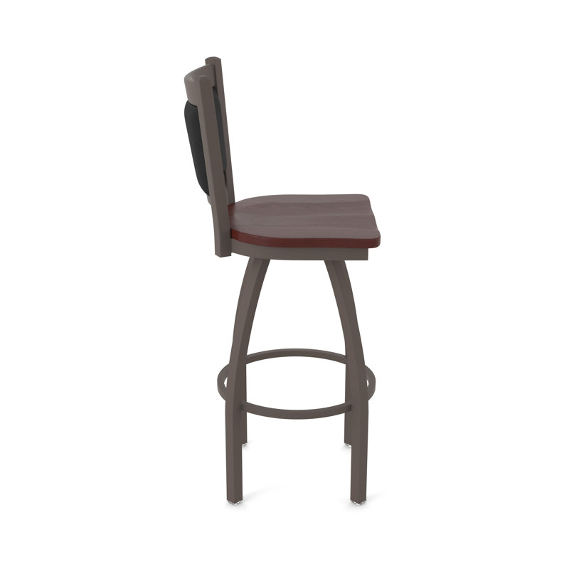Tabouret pivotant Hadleigh, Bronze, Tabouret de bar (siège d’une hauteur de 30 po), Chêne cerisier foncé