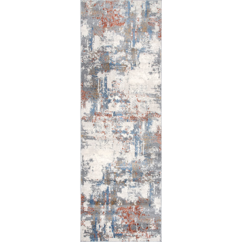 Tapis gris/blanc, Tapis de couloir 2 pi 8 po x 8 pi
