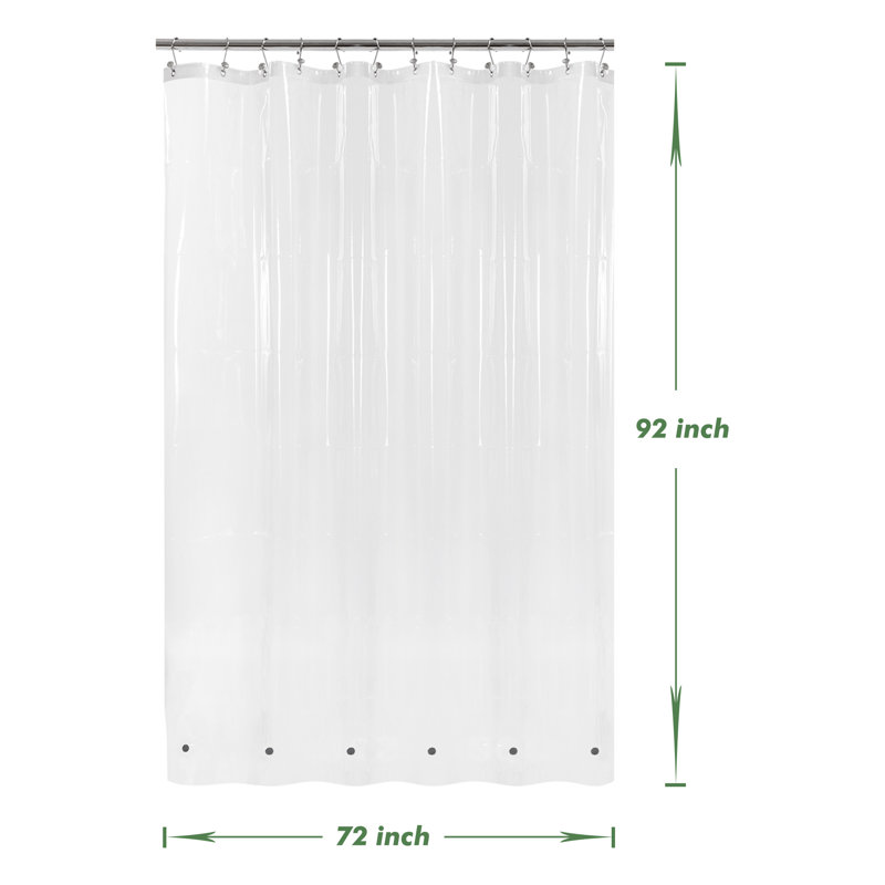 8G PEVA Solid Colour Single Waterproof Shower Curtain Liner, Clear, 92"H x 72"W