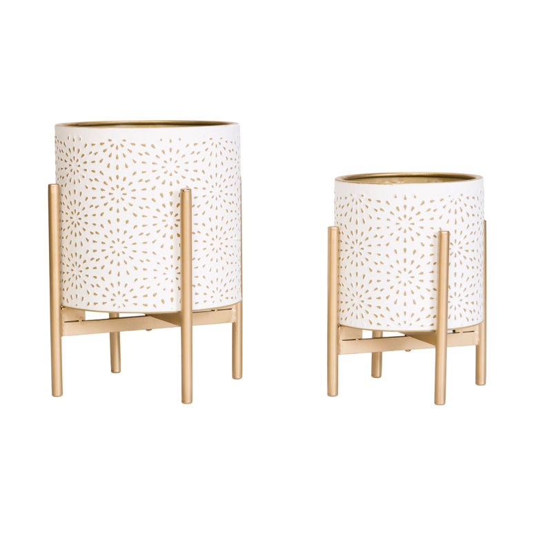 Pot de fleurs d'intérieur en métal avec base en métal à 4 pieds Latimer Boho