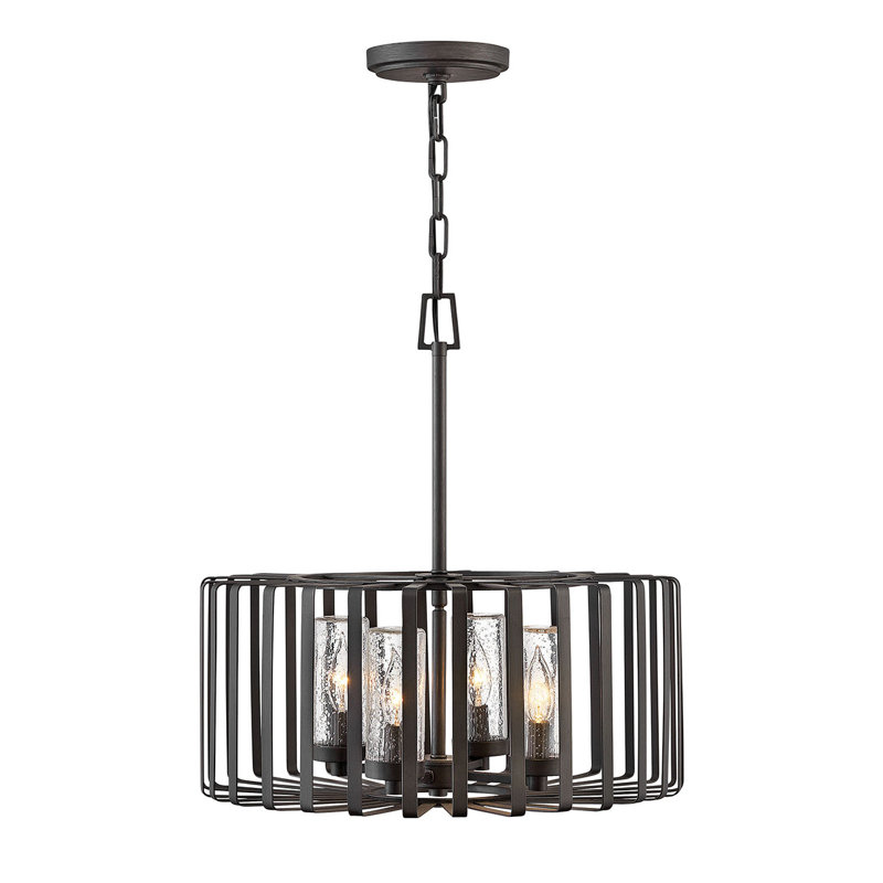 Reid Four-Light 12V Outdoor Caged Chandelier