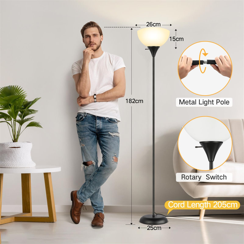 182cm Matte Torchiere Floor Lamp