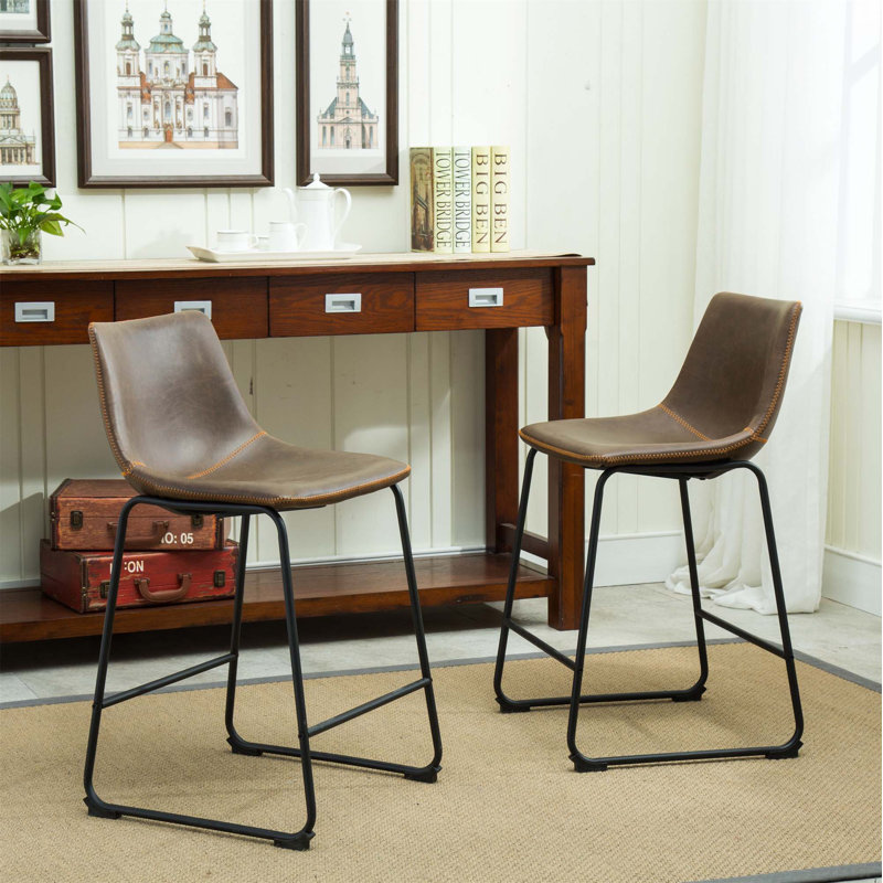 Tabourets de comptoir Lotusville, Brun