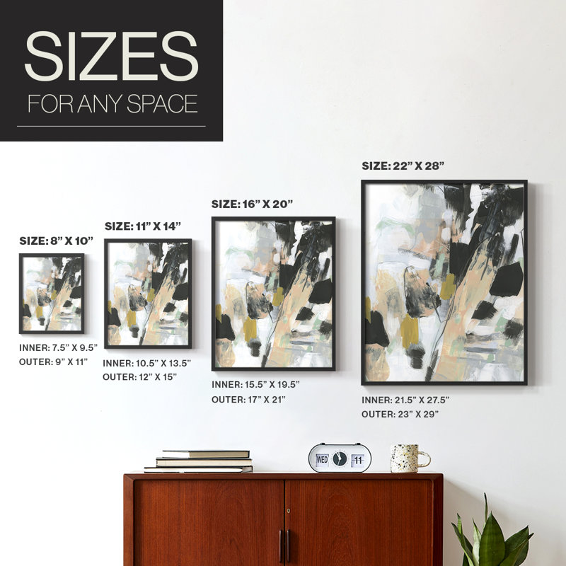Rose Granite II Framed Print - Solid Wood, Black, 15" H x 12" W