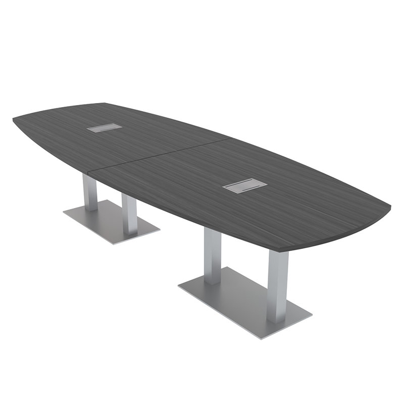 Table de réunion Arc-Boat avec base en métal double 2 modules de puissance et de données, L 144 po x l 48 po, Nuit asiatique