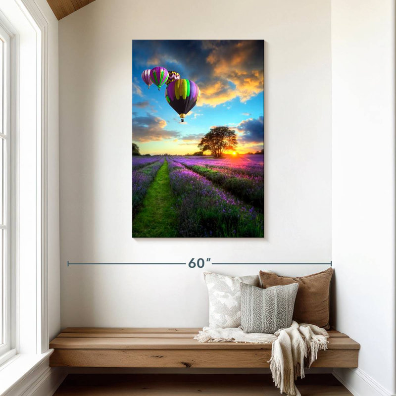 Mehar Balloons Over Lavender Field, 45" H x 30" W