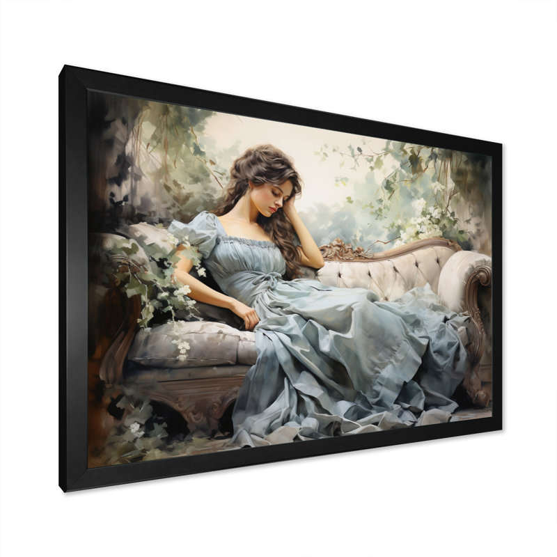 Besime Fashion 1850S Suffused Portrait - Print, H 16 po x l 32 po x P 1 po, Cadre simple noir