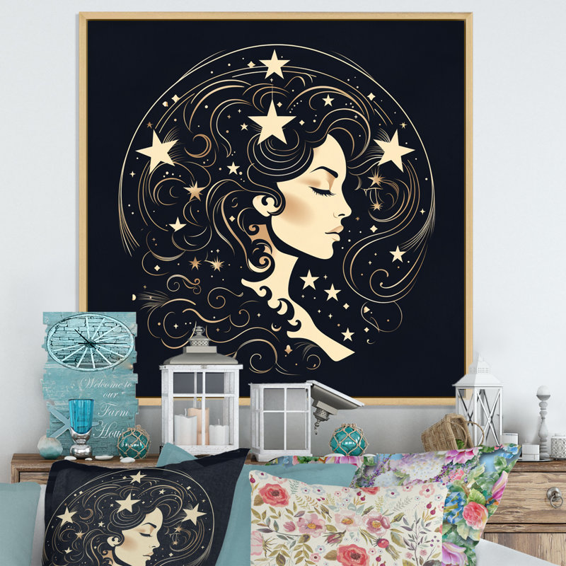 Astrologique Stargazer V, H 30 po x l 30 po x P 1 po, Cadre naturel flottant
