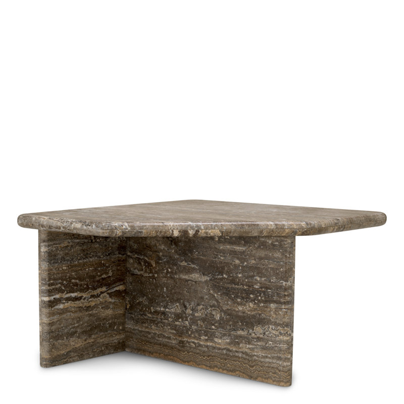 Coffee Table Ciro Silver Travertine, 15.75" H x 27.56" L x 27.56" W