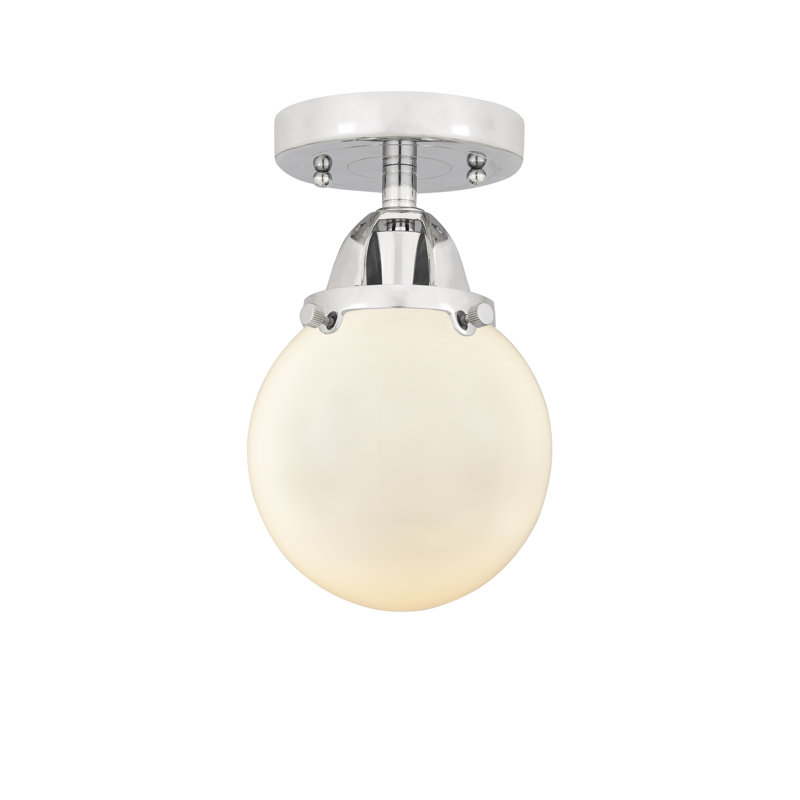 Flush Mount, Matte White, 9.25" H x 6" W x 6" D, Polished Chrome