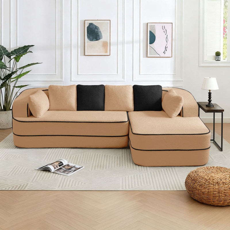 Canapé modulaire en forme de L rembourré en tissu et rembourré en forme de L Modern, Orienté à gauche (vu de face)